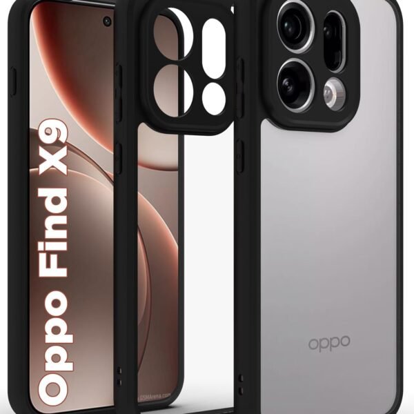 RIGGEAR Shockproof Sleek Hybrid Armor Back Cover Case for Oppo Find X9 5G (Clear PC + Black TPU Bumper)