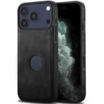 Leather Case for Apple iPhone 17 Pro Premium Protective Stylish Slim Cover with Shockproof Raised Edges Black
