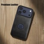 Leather Case for Apple iPhone 17 Pro Premium Protective Stylish Slim Cover with Shockproof Raised Edges Black - Image 2